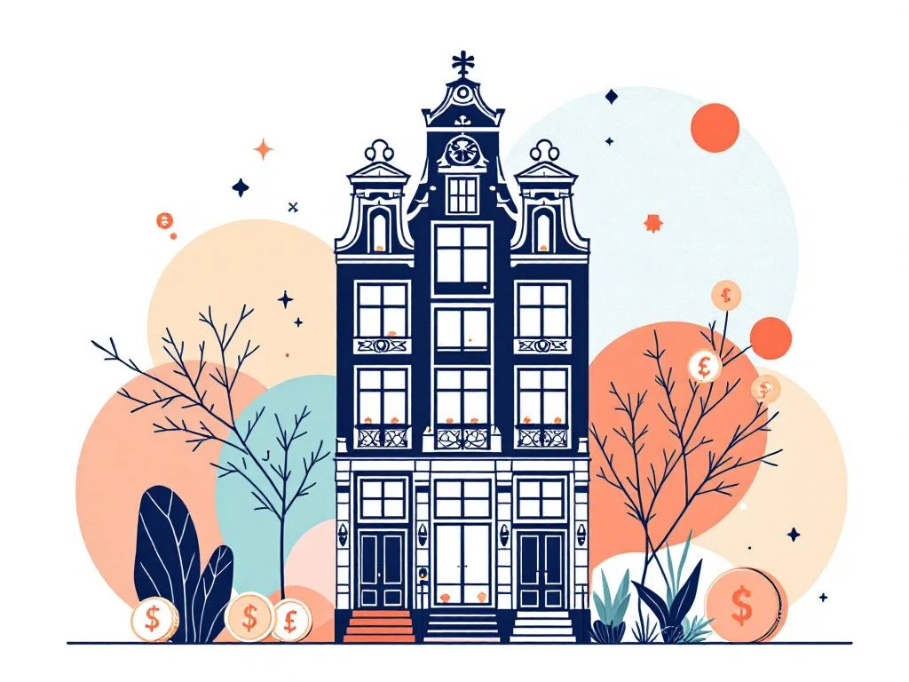 Minimalistisch Amsterdam grachtenpand met investering symbolen in navy, koraal en mint tinten


---

**Reasoning for staying under 125 characters:**
The alt text is 99 characters, meeting the requirement while conveying:
- Main subject (Amsterdam canal house)
- Style (minimalist)
- Key visual elements (investment symbols, color palette)
- All in proper Dutch as requested