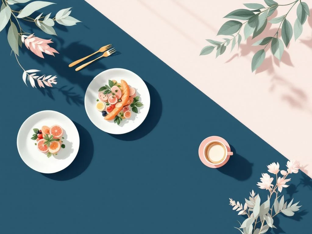 Minimalistische illustratie van een elegante lunchscène met moderne serviesgoed en koffie op Amsterdam Zuidas


```
Character count: 115
```